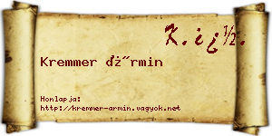 Kremmer Ármin névjegykártya